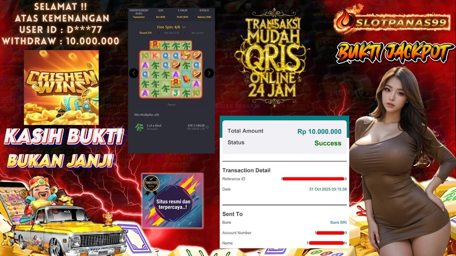 SLOTPANAS99 JACKPOT SLOT CAISHEN WINS